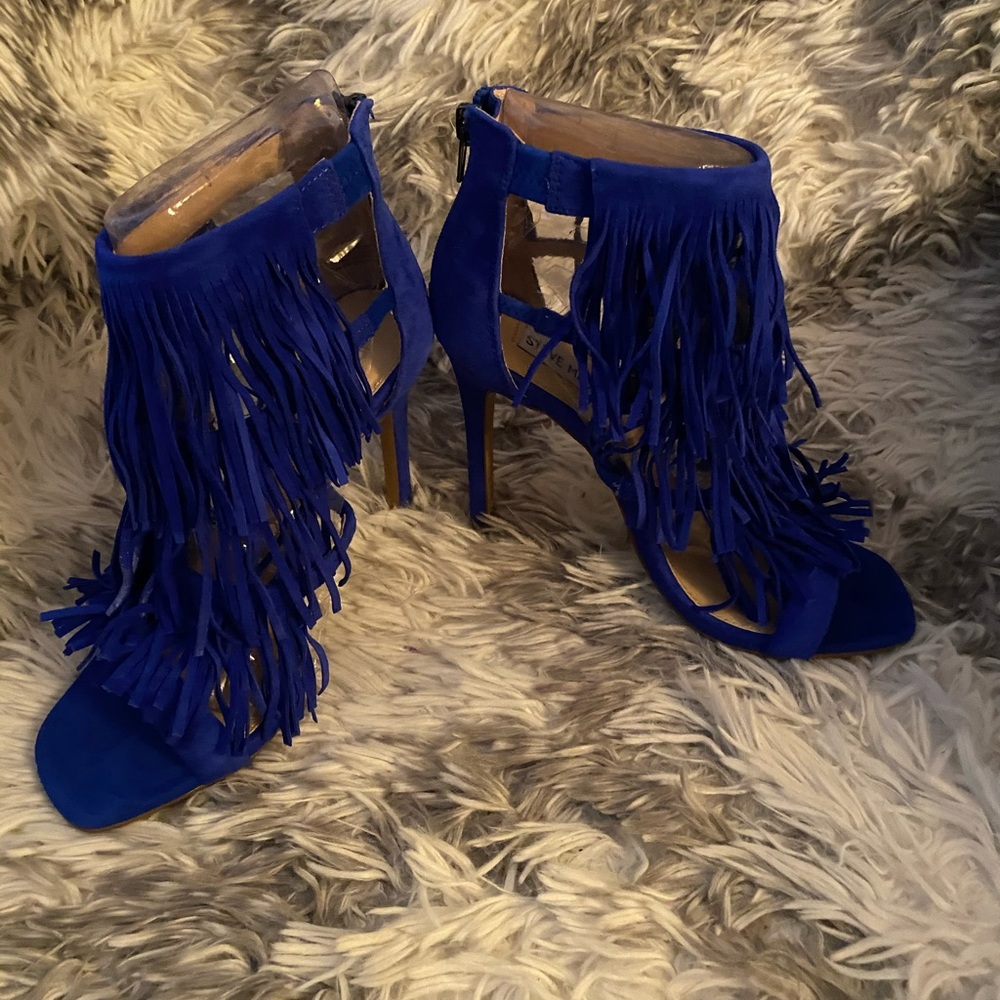 - Steve Madden Fringed Suede Heels
